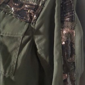 Madden Olive color with Camo sequin trim jacket